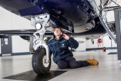 A young engineer at work at BBGA member company Oriens Aviation Pilatus Service Centre at London Big