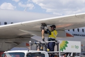 Air BP certified carbon neutral service refuels an aircraft at Adeleide airport