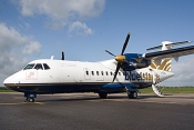  Blue Islands' ATR42 prepares for departure at London Oxford Airport.