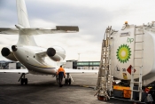 Business jet being refuelled by Air bp