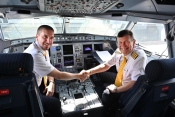 COO and Captain Nathan Burkitt and Senior Captain Graham Ness aboard Hans Airways Airbus A330