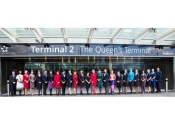 Ethiopian Airlines (second left) joins the Star Alliance line up at the new Terminal 2, London Heath