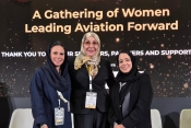 flyadeal female high fliers: Hazar Hafiz (left), and Rawan Aljehani (right) with Mervat Sultan,found