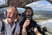 Guy Westgate (left) with Aerobility flyer, Harvey Matthewson 