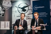 Inflite’s Christoffer Creutz with Spairliners’ Benoît Rollier at MRO Europe yester