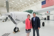 L-R Jodi Noah, Cessna's Senior Vice President of Propeller Aircraft, Emmanuel Anassis, Chairman